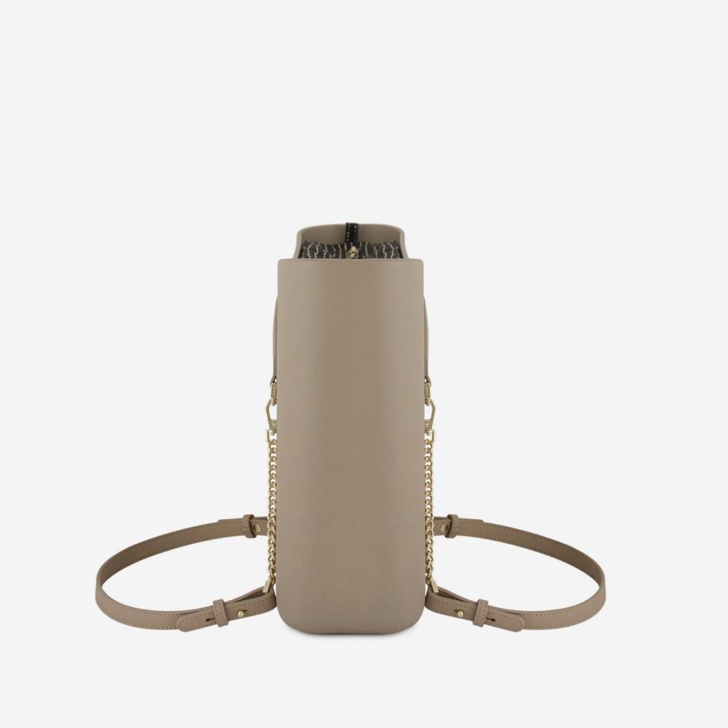 Original Handbag - Stone - Dotted Lines Inner - Light Stone Handle - Gold Chain