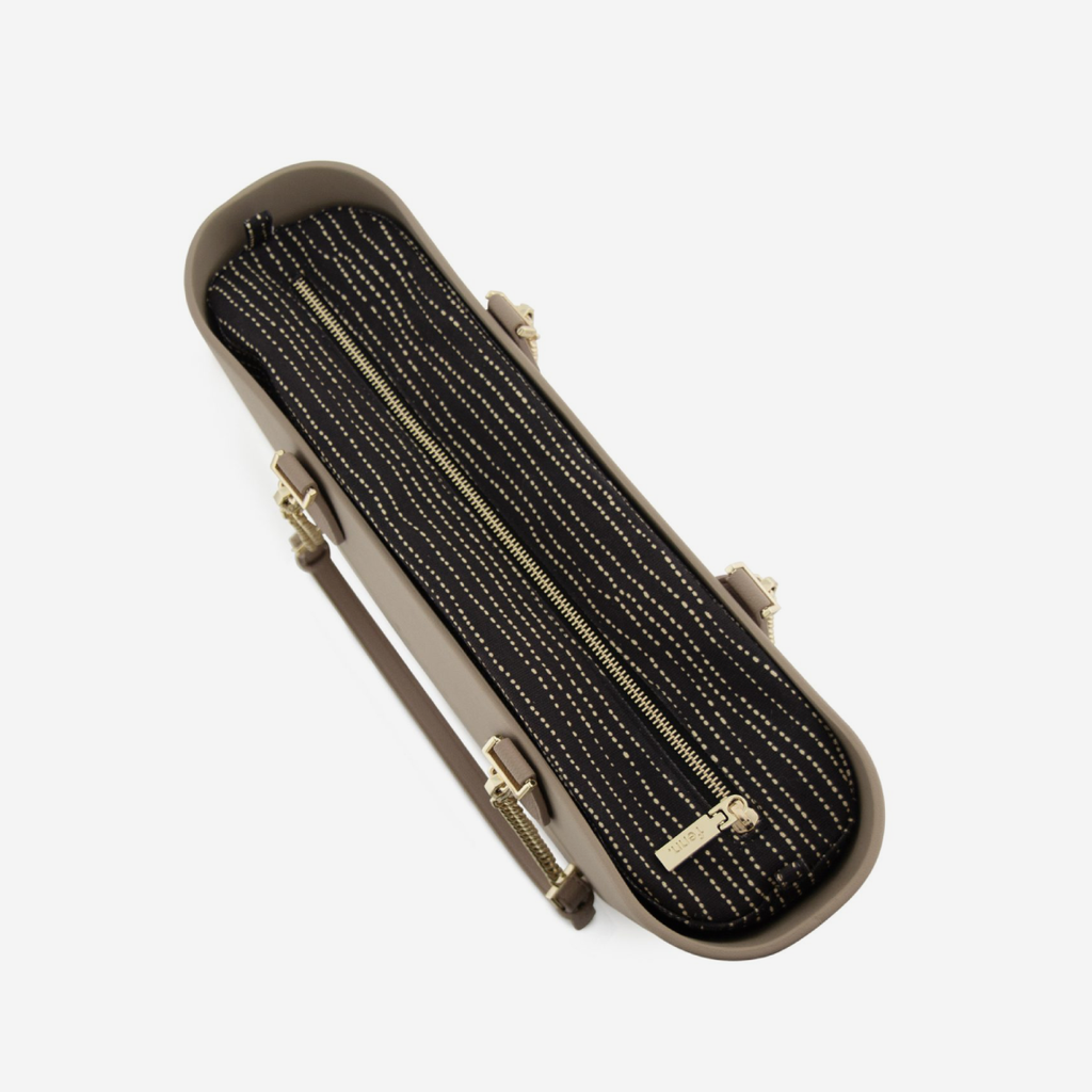 Original Handbag - Stone - Dotted Lines Inner - Light Stone Handle - Gold Chain