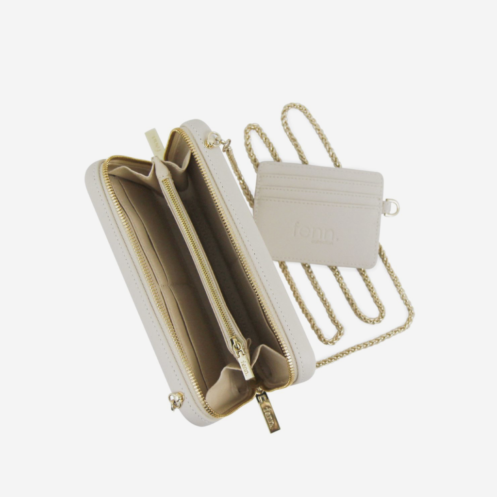 Original Wallet With Gold Strap & Gold Zip - Champagne