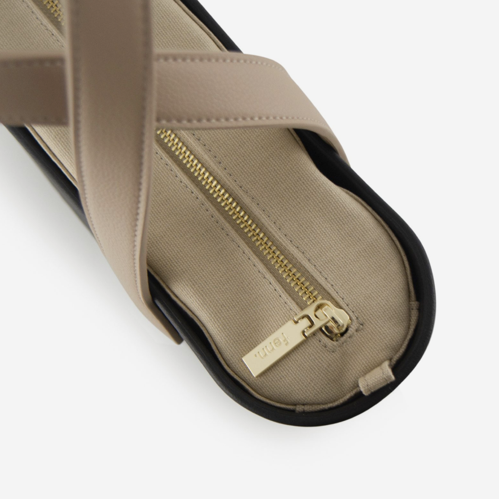 Petite Handbag - Black - Light Stone Inner - Light Stone Handles