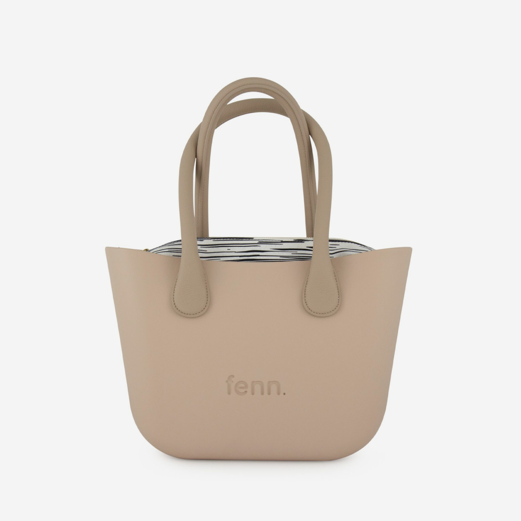 Petite Handbag - Sand - Multi Lines Inner - Light Stone Handles