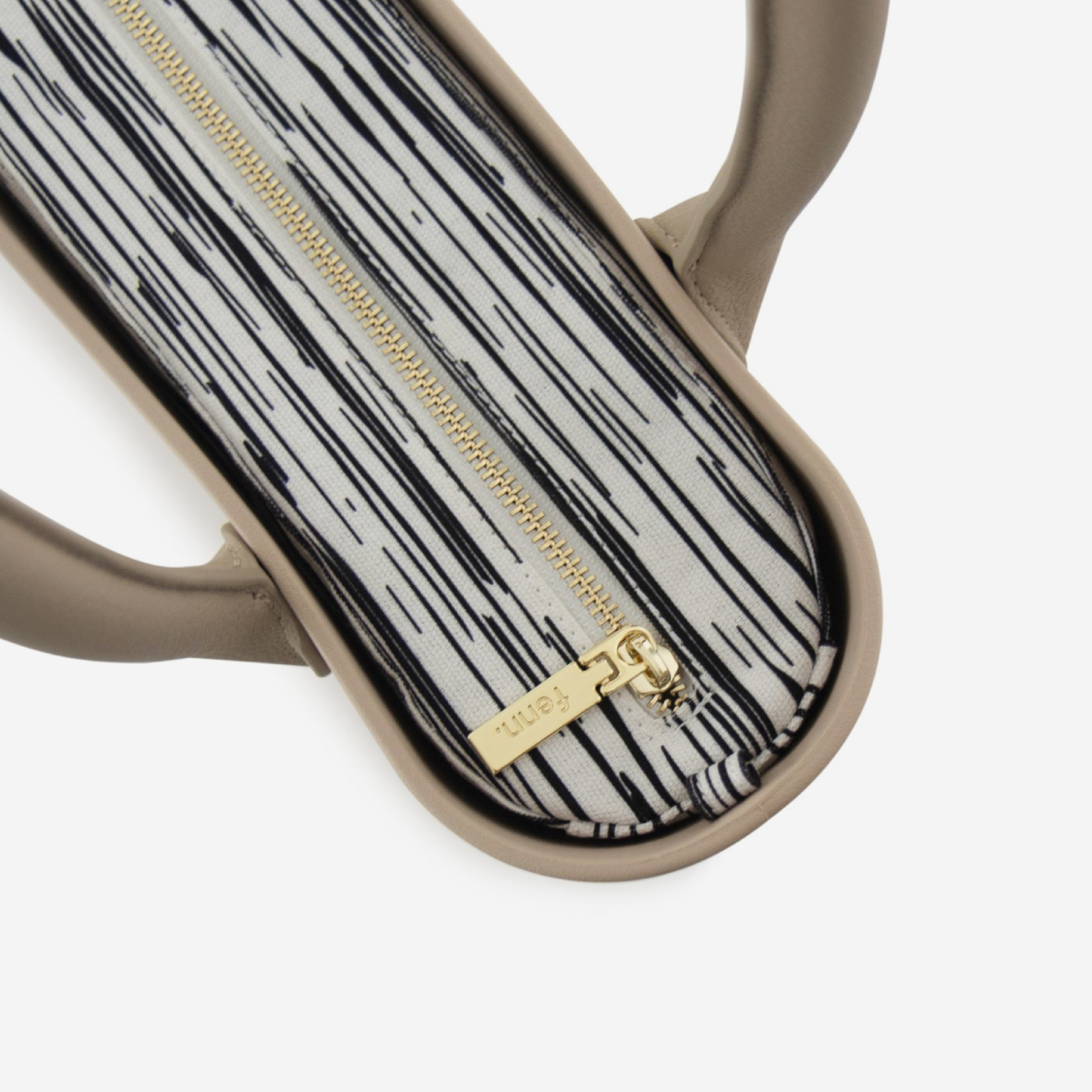 Petite Handbag - Sand - Multi Lines Inner - Light Stone Handles