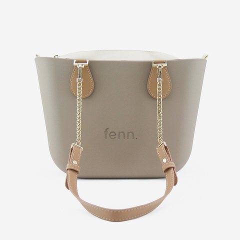 Petite Handbag - Stone - Beige Inner - Gold Chain