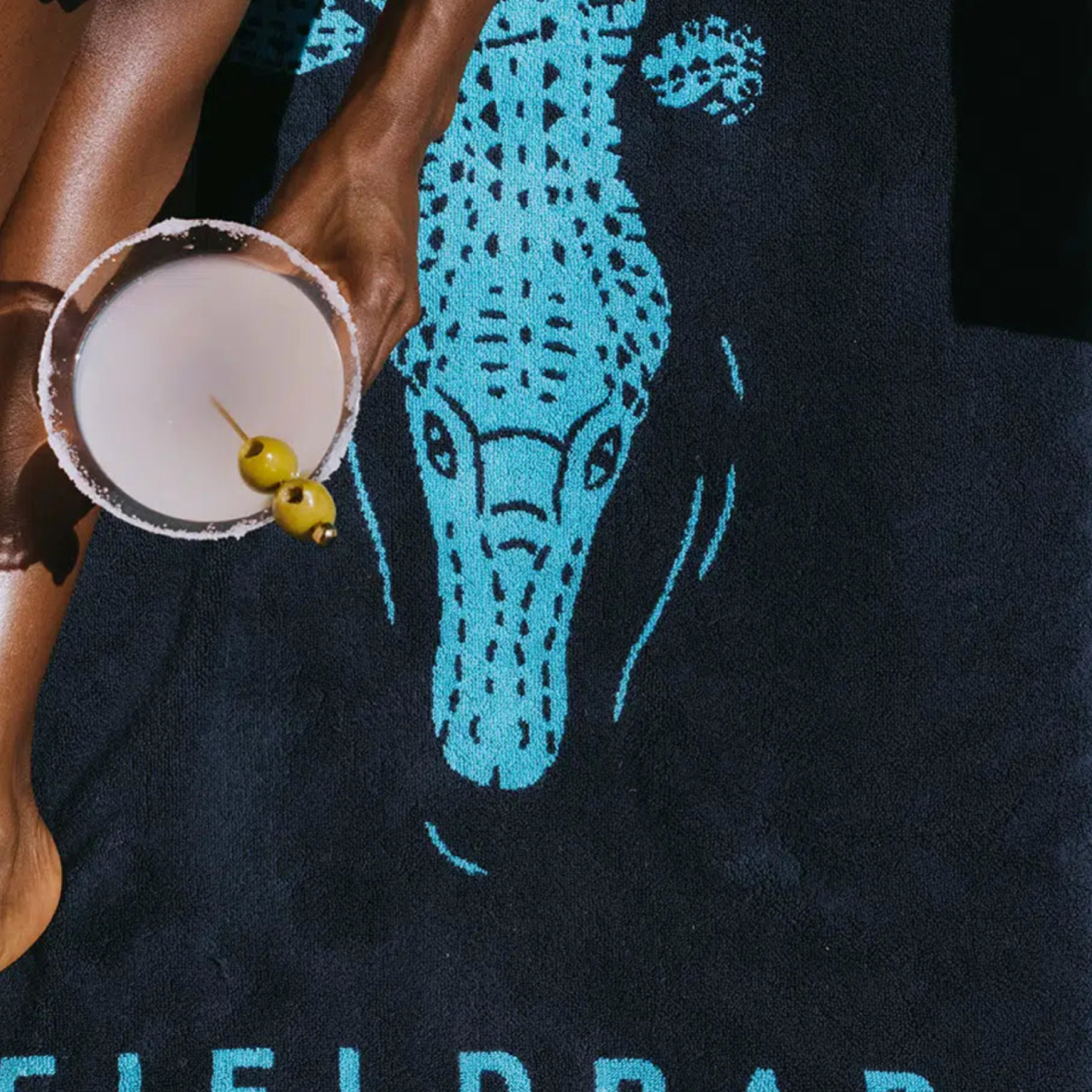 Seabed Nile Crocodile Beach & Bath Towel - Sea Boat Blue