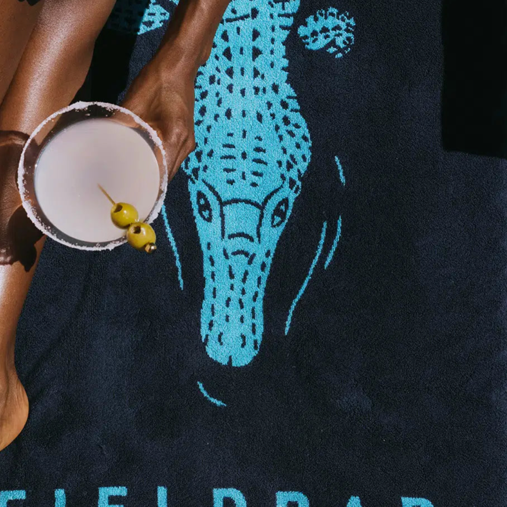 Seabed Nile Crocodile Beach & Bath Towel - Sea Boat Blue