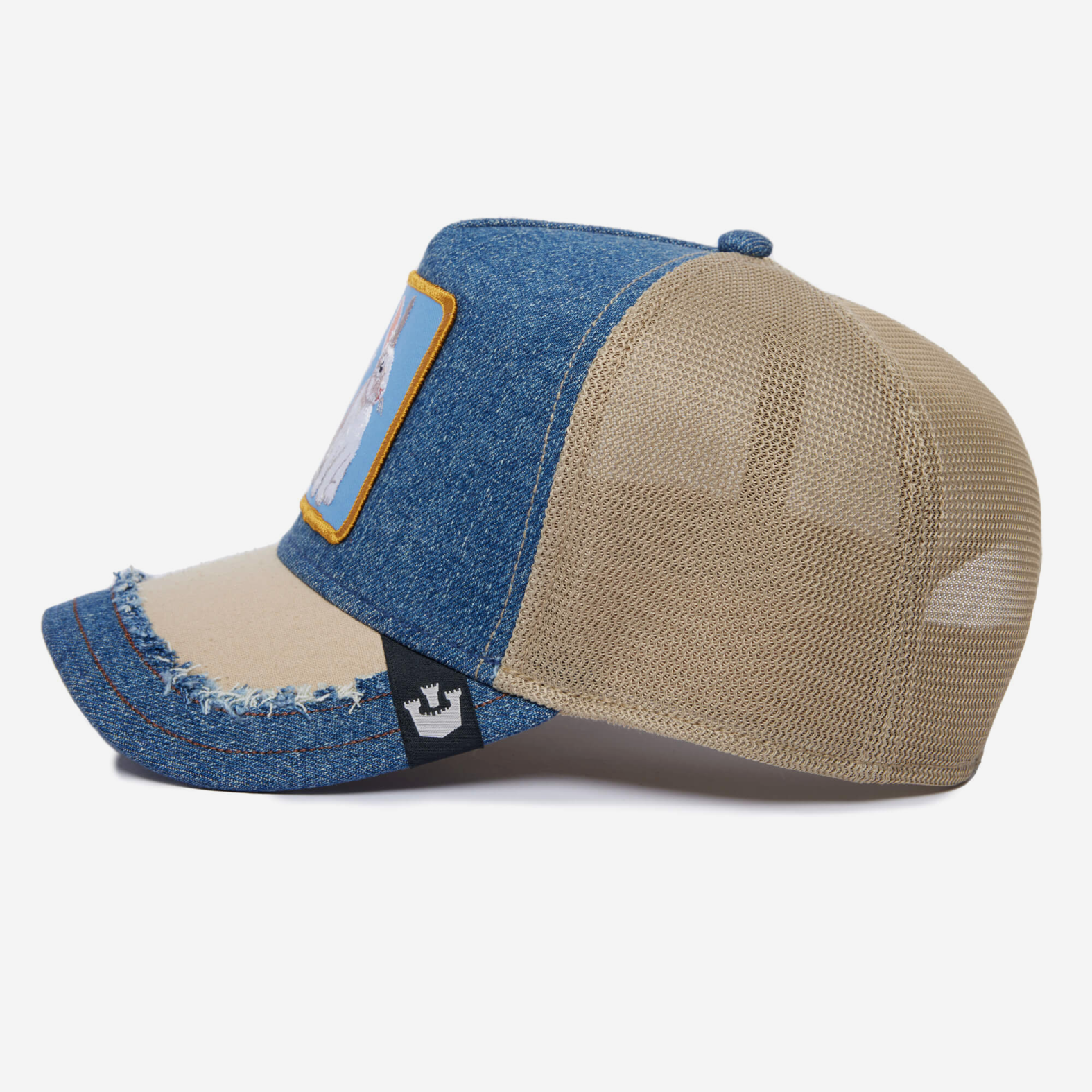 Silky Rabbit Distressed Peak - Denim Blue & Beige