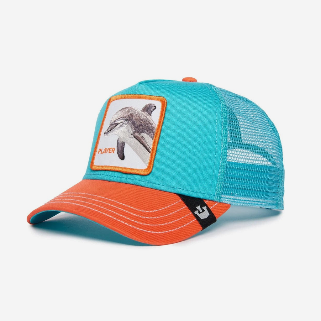 The Dolphin Fan Trucker - Turquoise & Orange