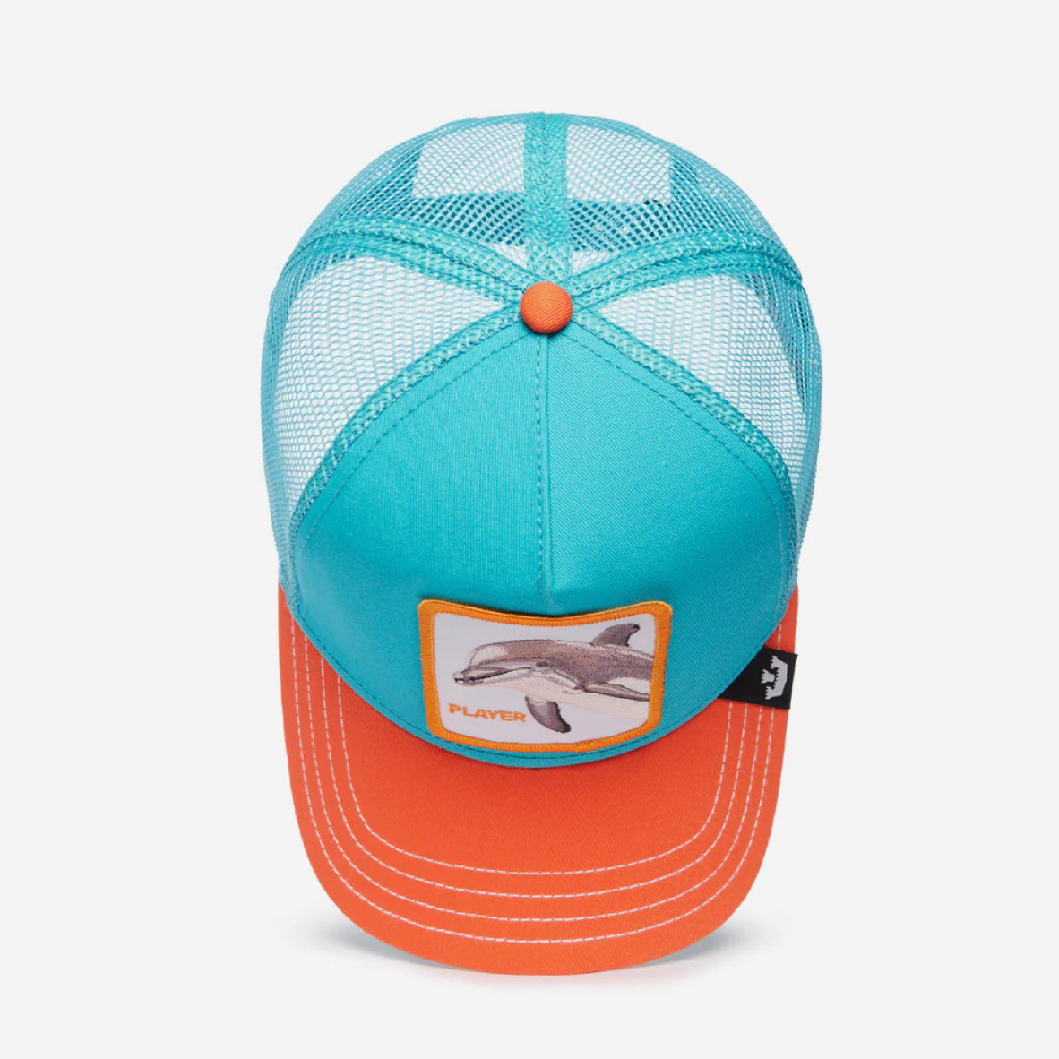 The Dolphin Fan Trucker - Turquoise & Orange