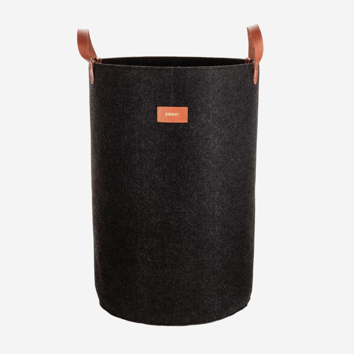 Laundry Basket - Charcoal + Tan Leather
