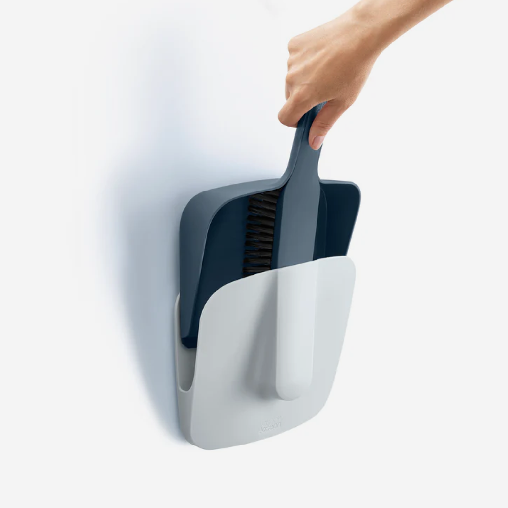 CleanStore Wall-Mounted Dustpan & Brush Set - Blue
