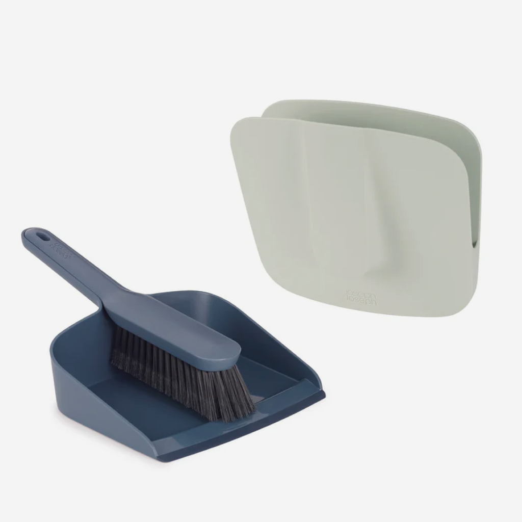 CleanStore Wall-Mounted Dustpan & Brush Set - Blue