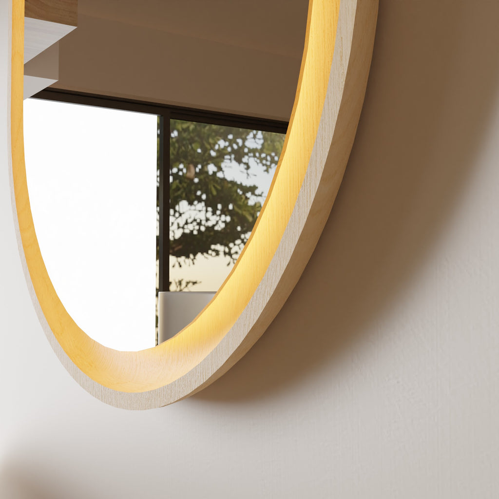 Halo Solid Oak Pill Mirror