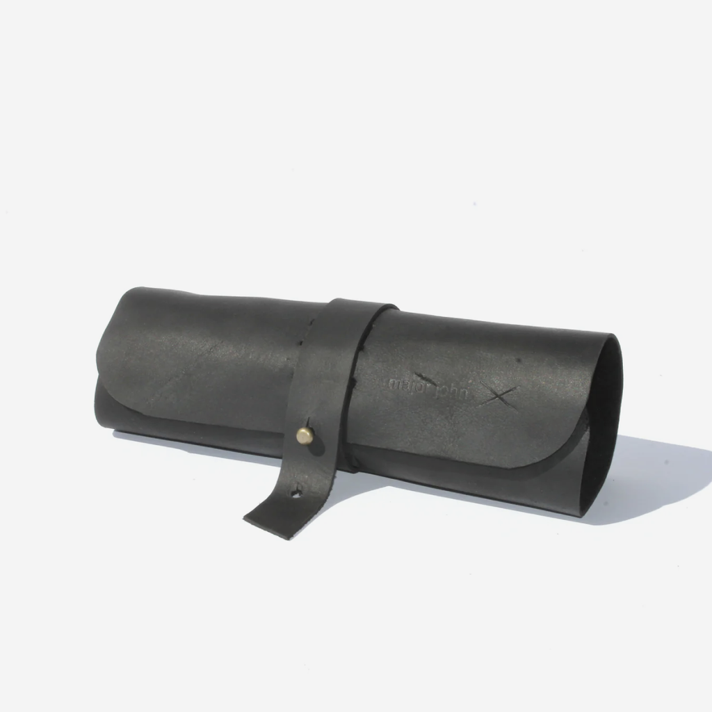 Leather Cable & Pen Roll - Black