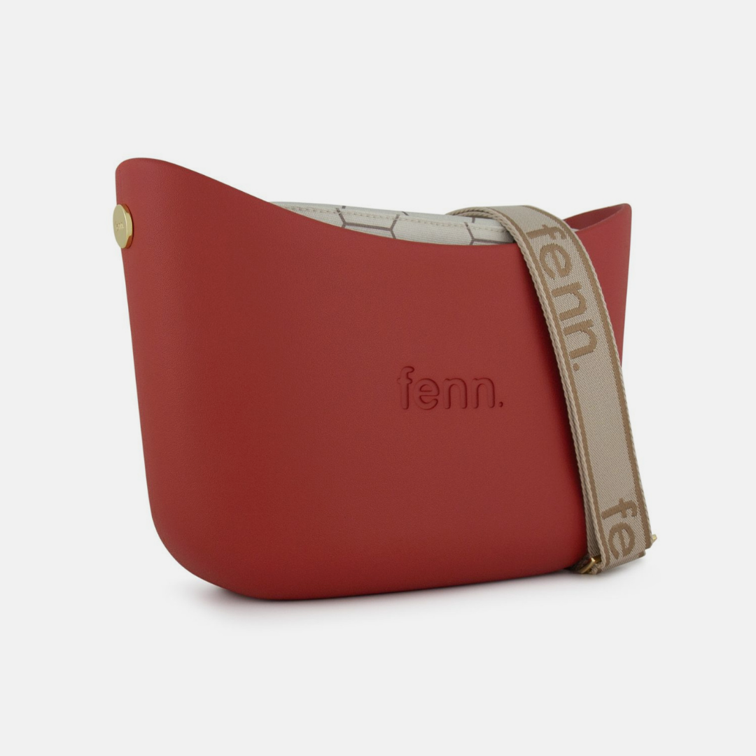 Messenger Bag - Red - Patterned Inner - Beige Canvas Strap