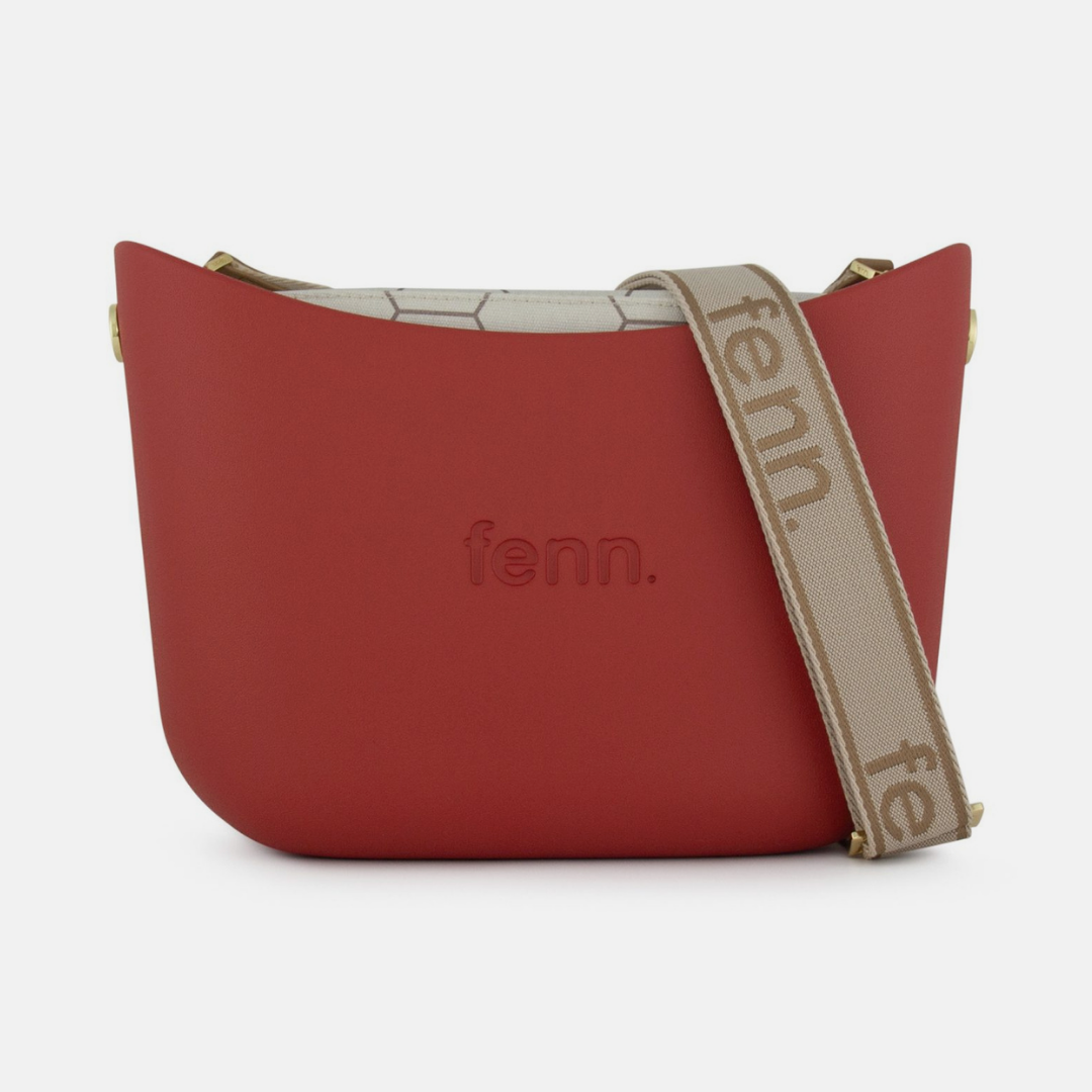 Messenger Bag - Red - Patterned Inner - Beige Canvas Strap