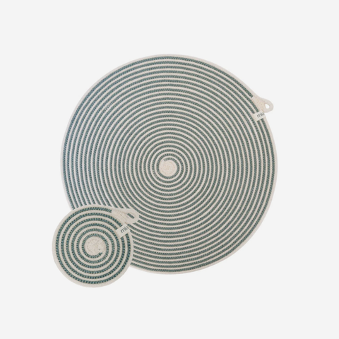 Placemats & Coasters Sets Of 4 - Intertwined Ivory & Sage