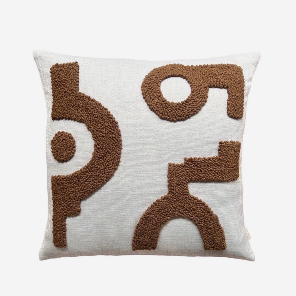 Punch Needle Scatter Cushion - Fields Pattern 1 - Brown