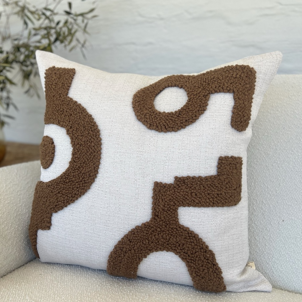 Punch Needle Scatter Cushion - Fields Pattern 1 - Brown