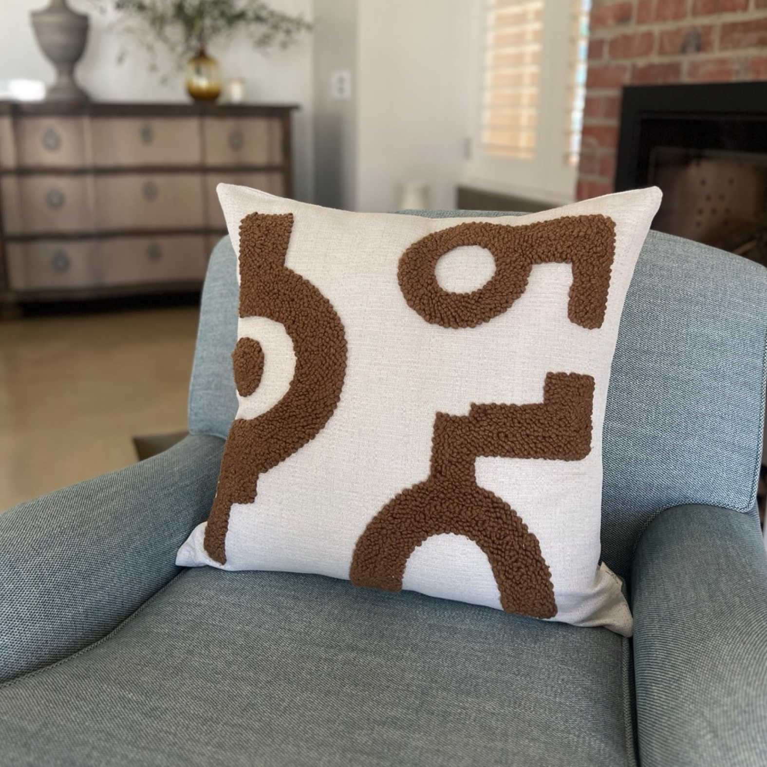 Punch Needle Scatter Cushion - Fields Pattern 1 - Brown