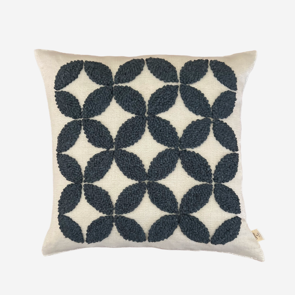 Punch Needle Scatter Cushion - Fields Pattern 3 - Dusty Blue