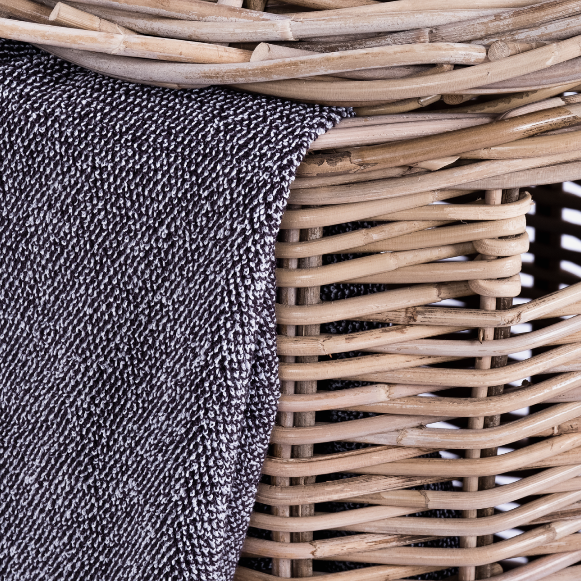 Rattan Thick Laundry Basket Round - Grey