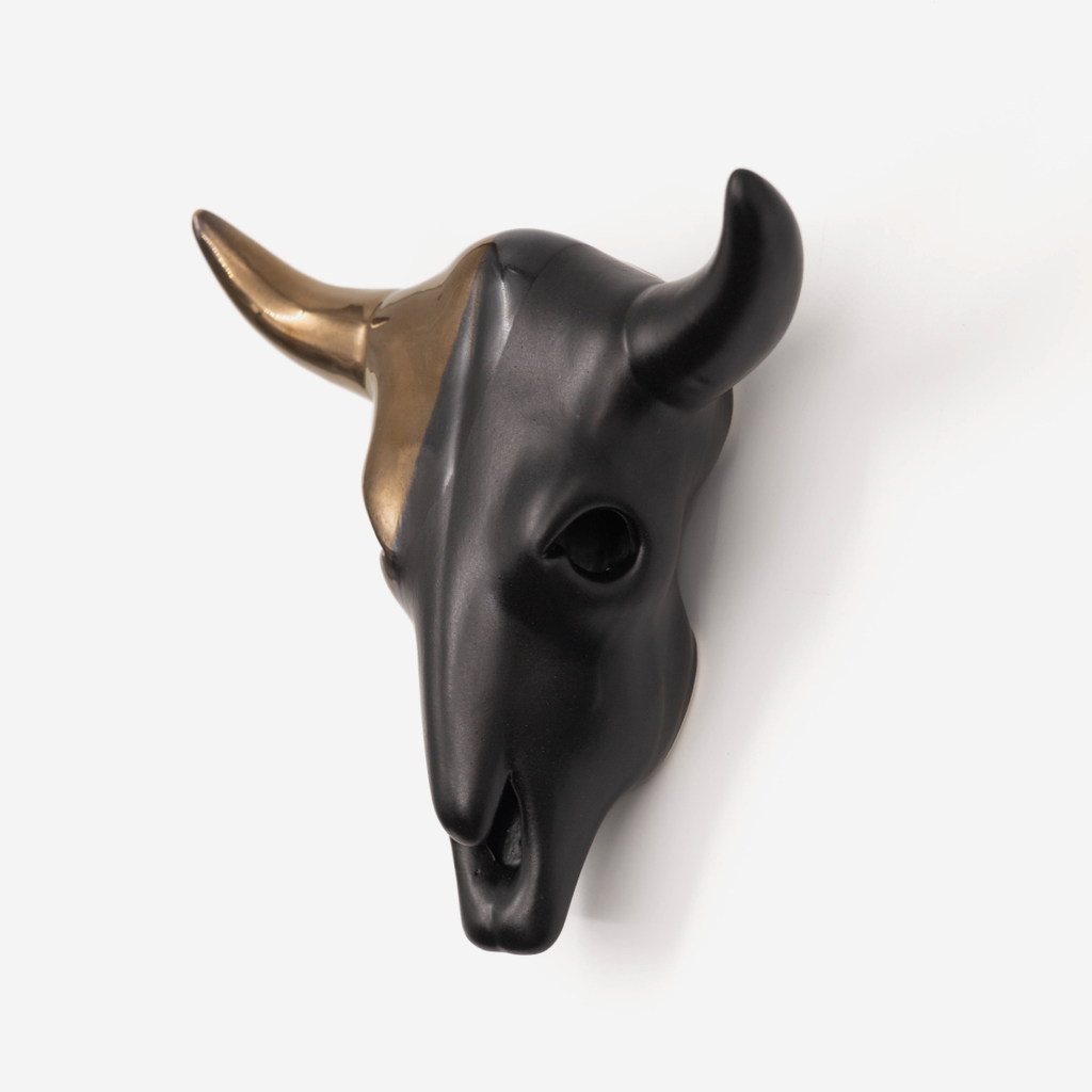 Cow Skull Medium - Black / Bronze
