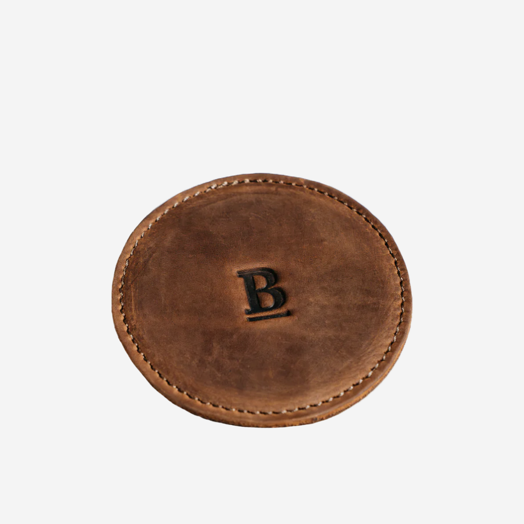 Round Leather Coasters Set Of 4 - Bourbon