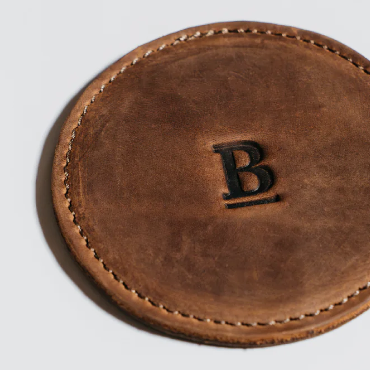 Round Leather Coasters Set Of 4 - Bourbon