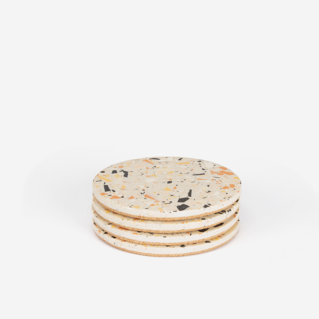 Set Of 4 Round Coasters - Nude Terrazzo