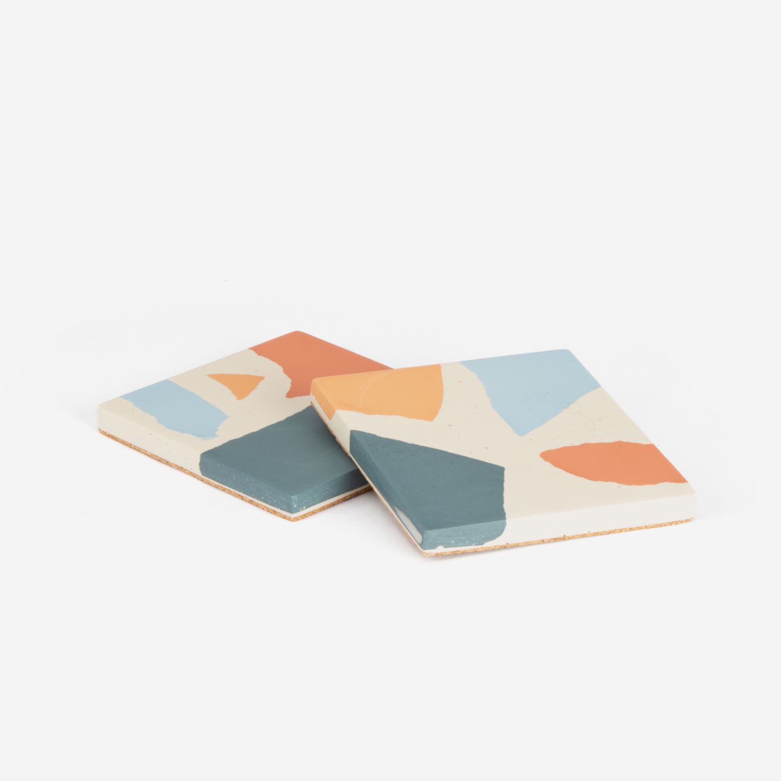 Set Of 2 Square Coasters - Neutral Terrazzo