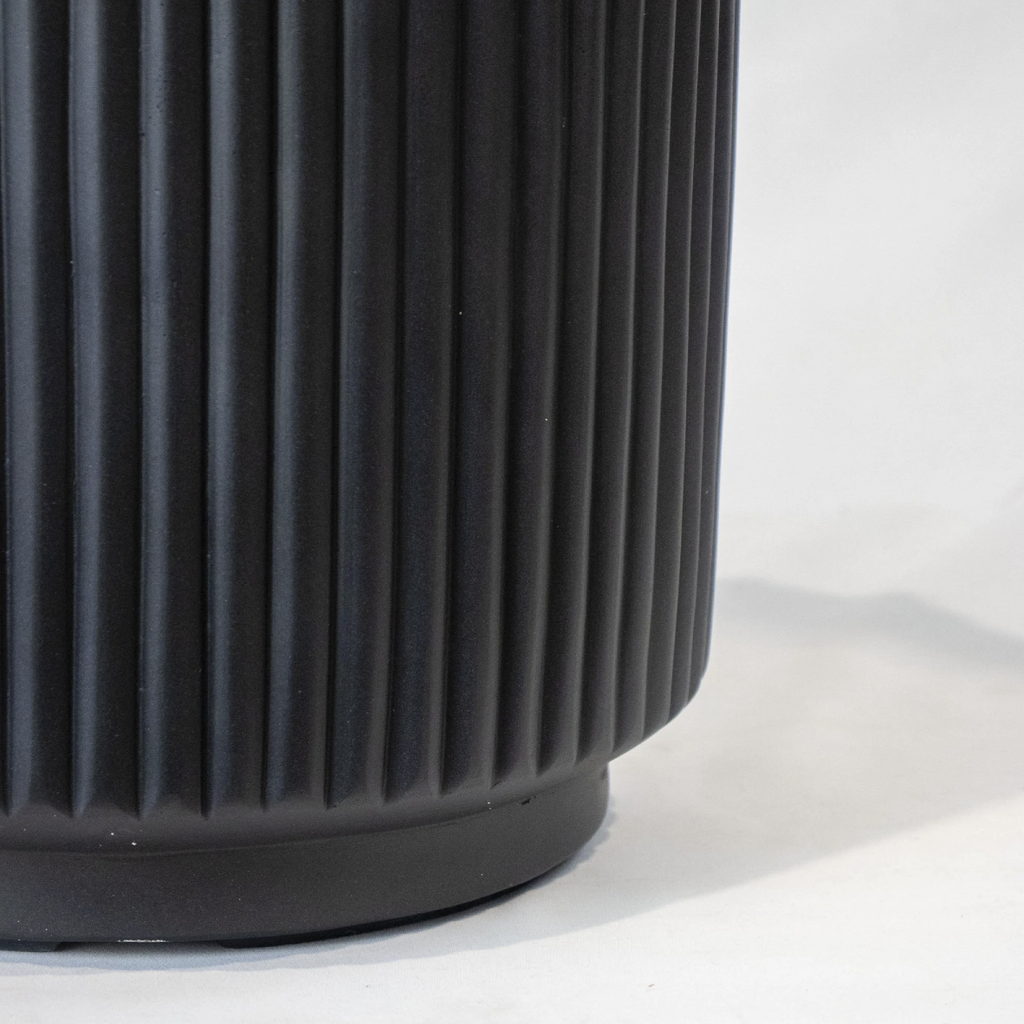 Ribbed Footed Planter Set Of 3 - Matte Black