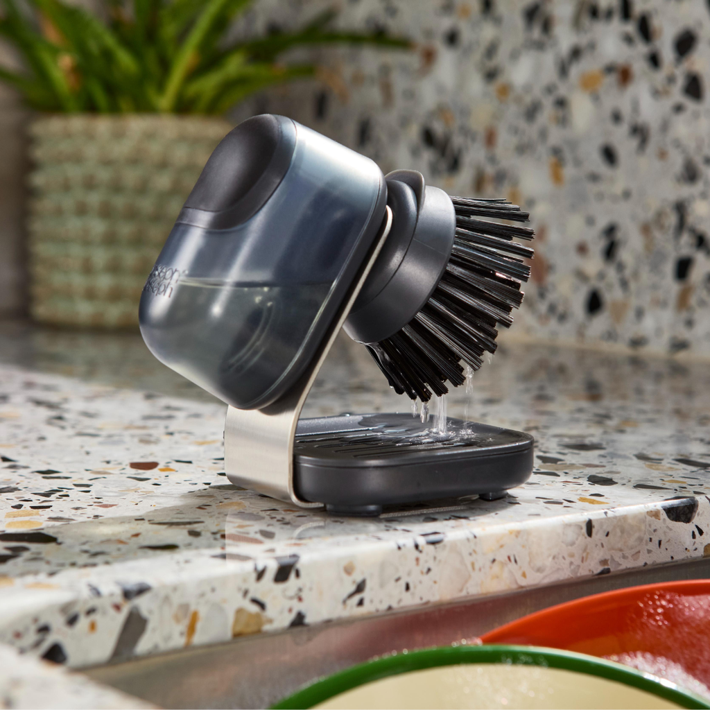 SinkTech™ Compact Soap Dispensing Washing Up Brush with Steel Stand