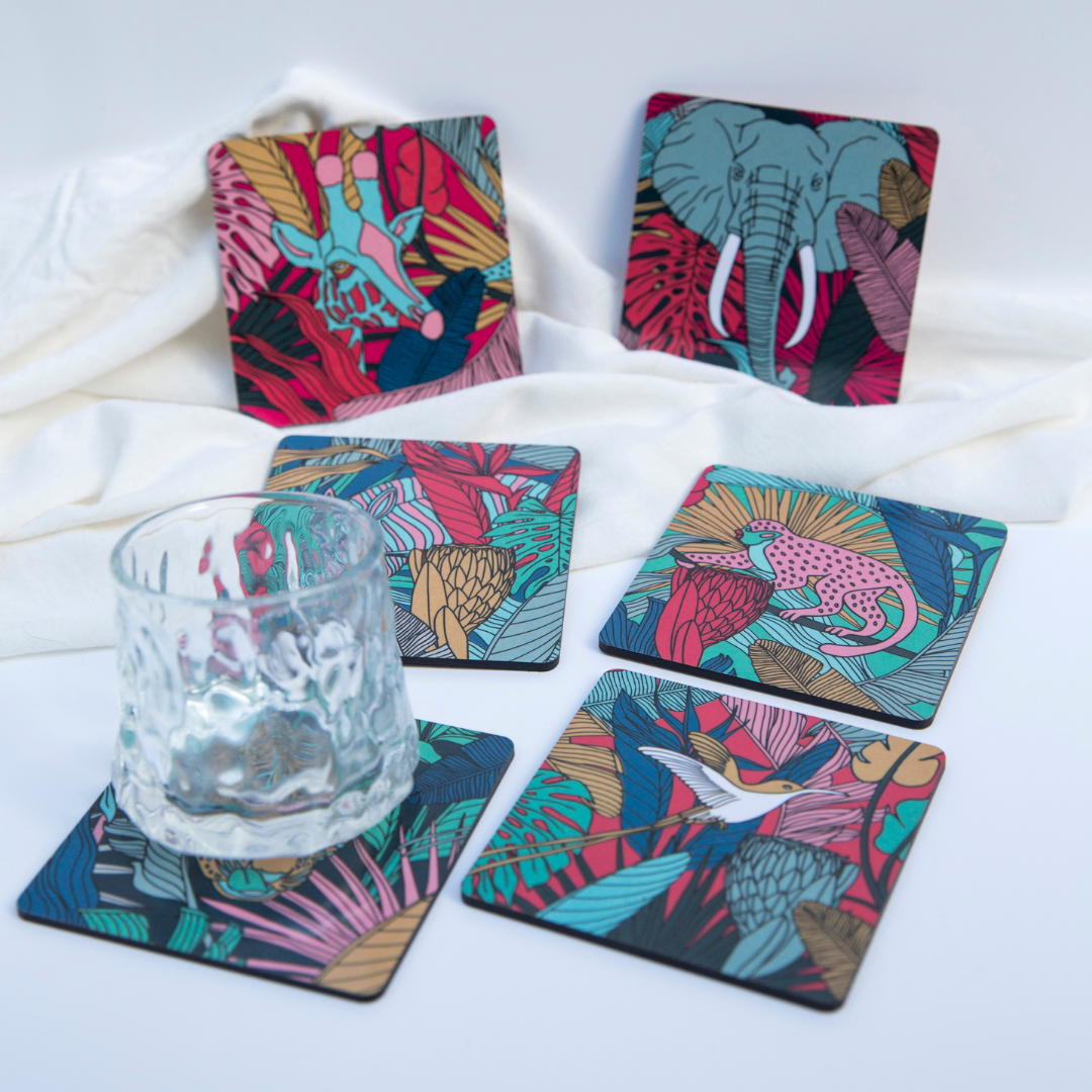 Square Coasters Set of 6 - Wild At Heart