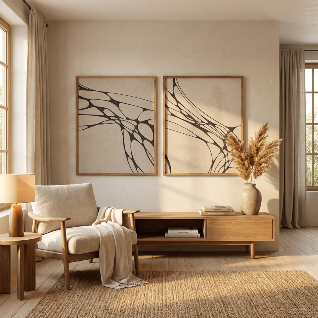 Textured wall art in a modern scene