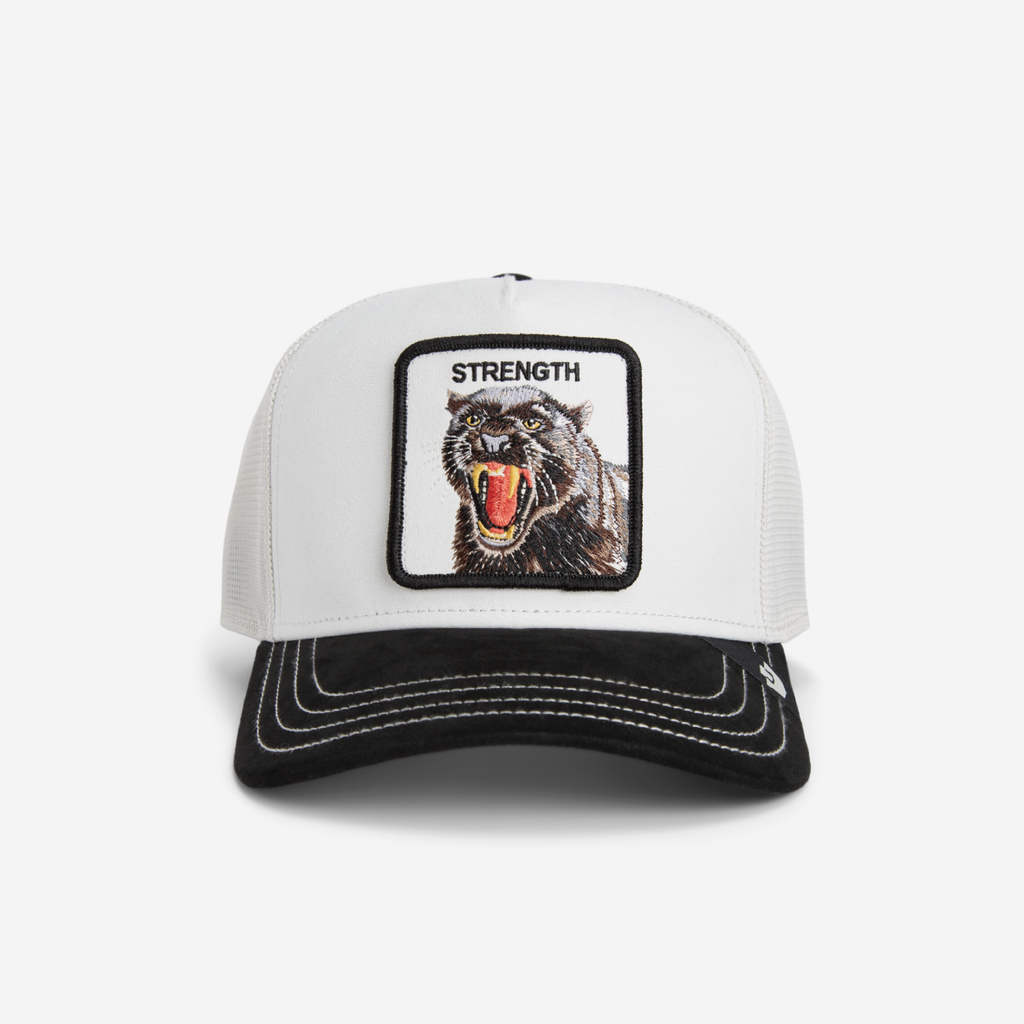 The Suede Strength Panther Trucker - Black & White