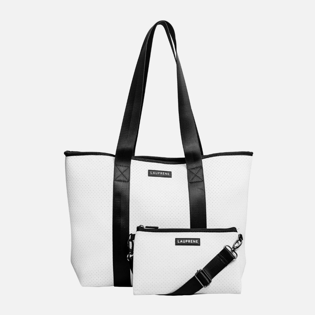 Neoprene Zipped Tote Bag -White