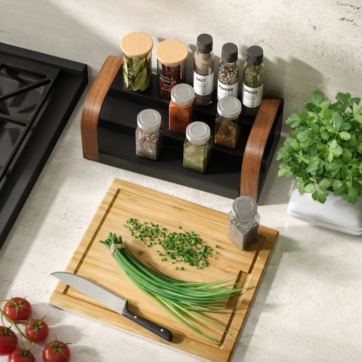 Bellwood Spice Shelf 3 Tier - Black and Walnut