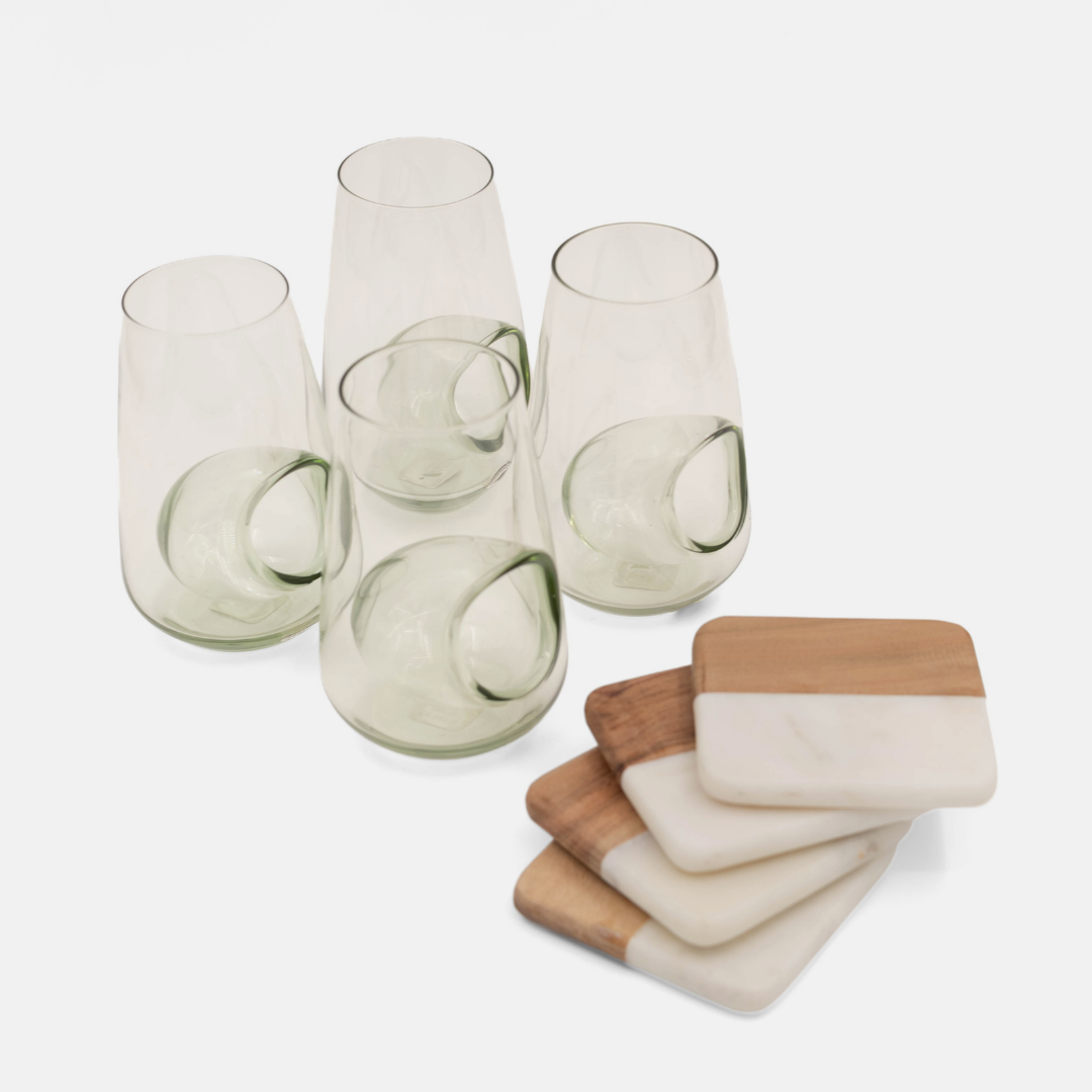 Beer Glasses & Coaster Set Combo