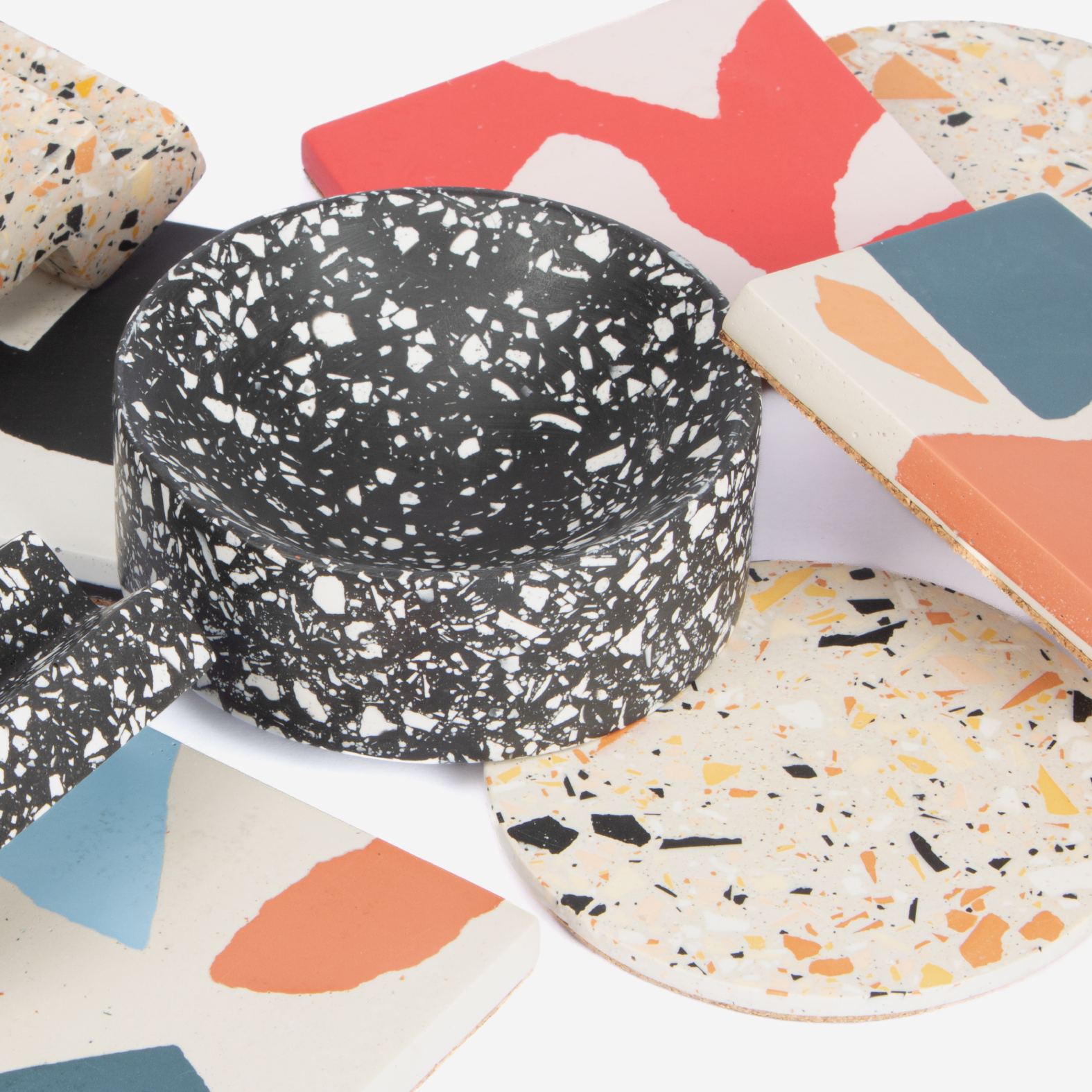 Set Of 2 Square Coasters - Neutral Terrazzo