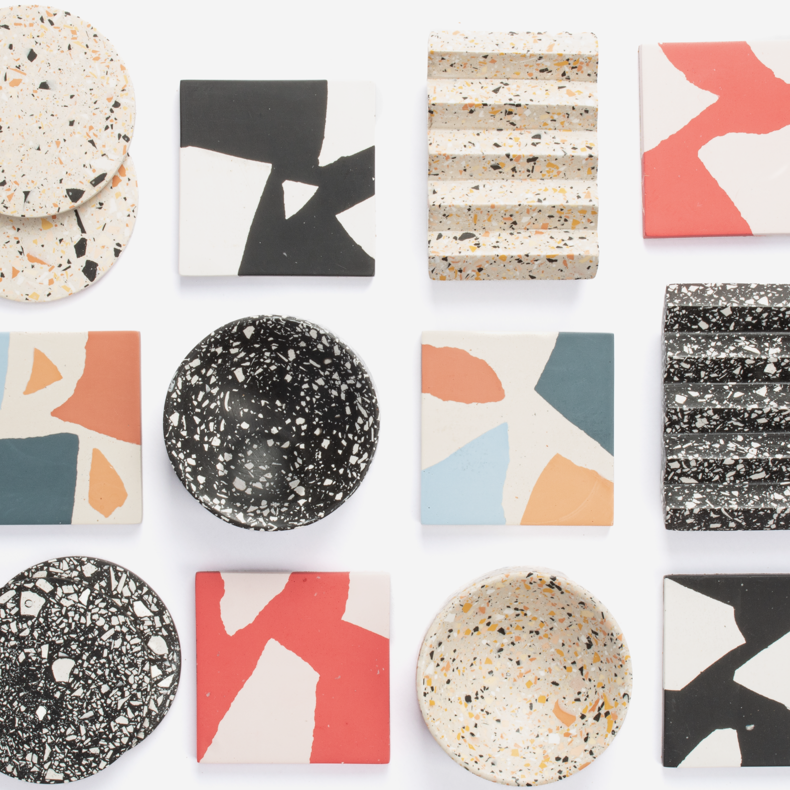 Set Of 2 Square Coasters - Neutral Terrazzo