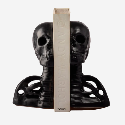 Backbone Human Skull Bookends - Black