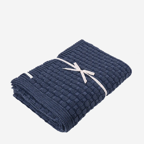 Cotton Knit Throw -  Peacock Stonewash