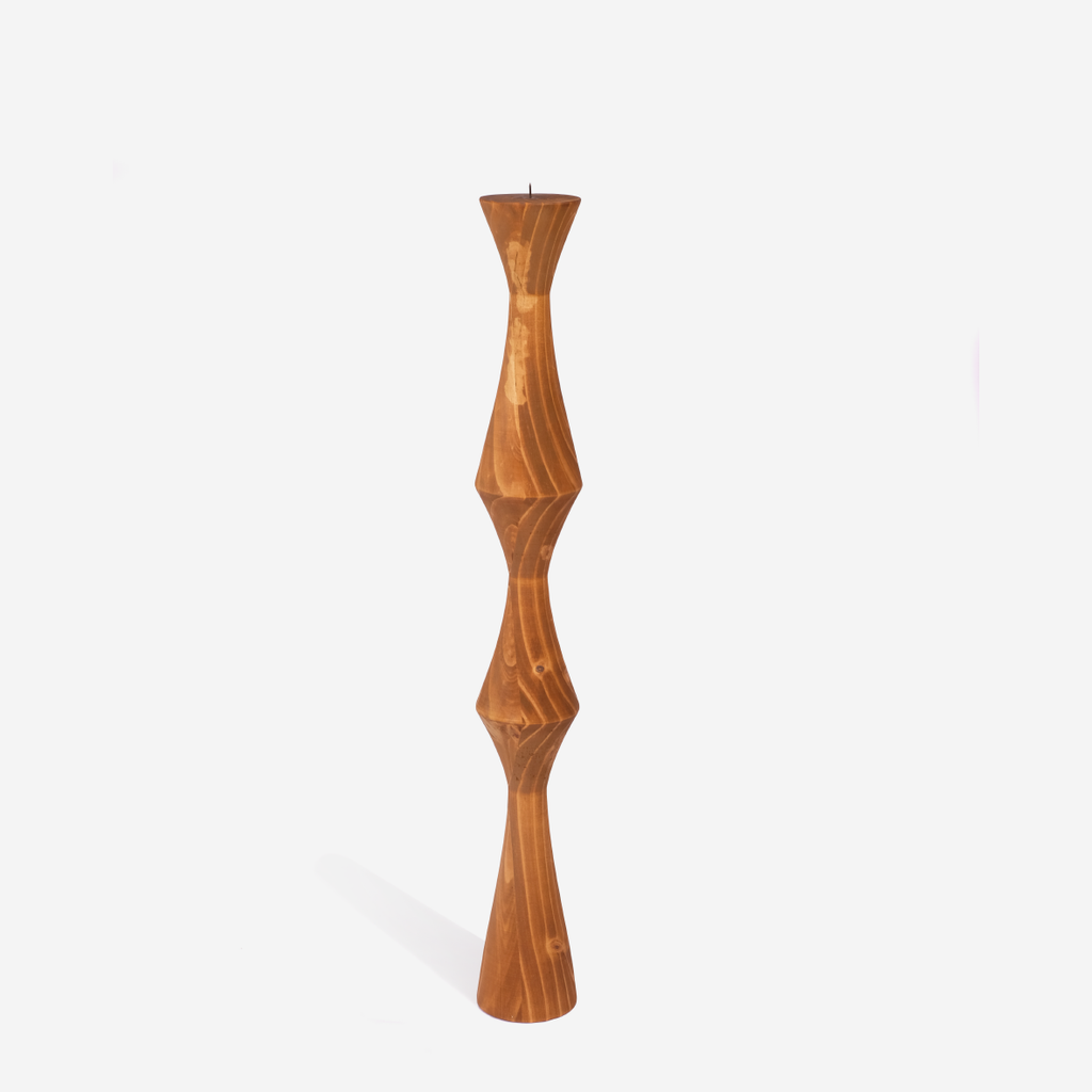 Geo Floor Candle Holder - Cognac