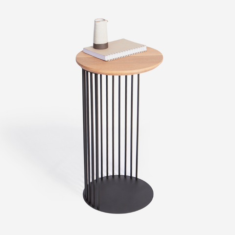 Spine End Table Black + Wood