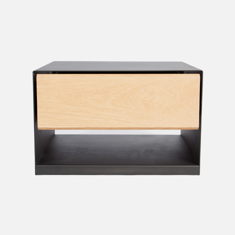 Copenhagen Steel Floating Bedside Table - Light Oak