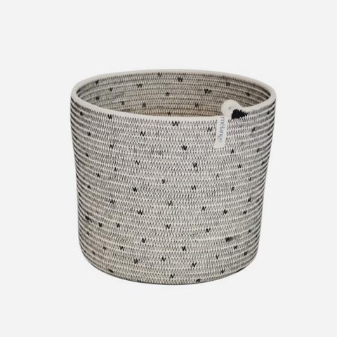 Cylinder Basket - Stitched Polka Dot