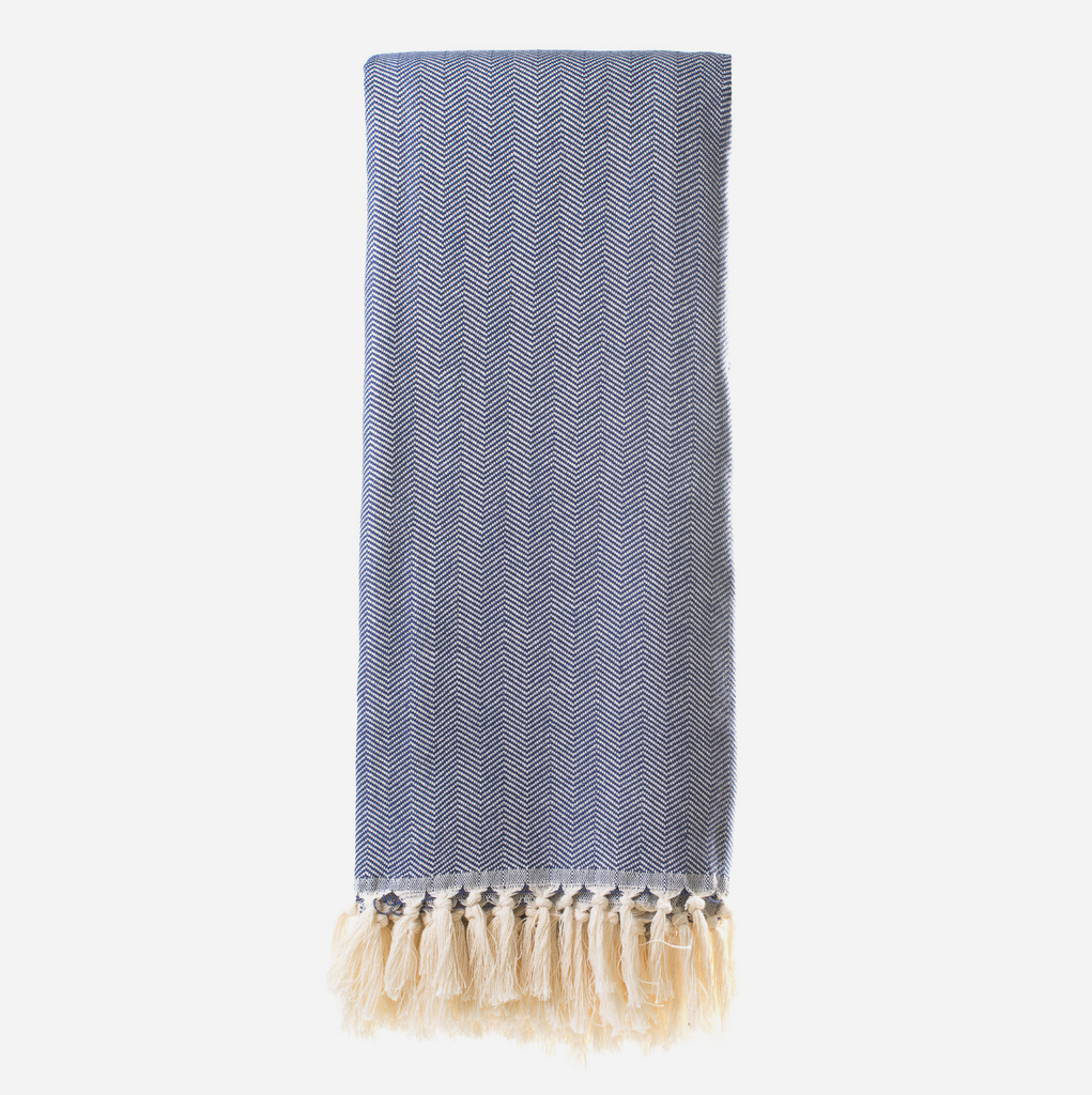 Herringbone Throw - Navy