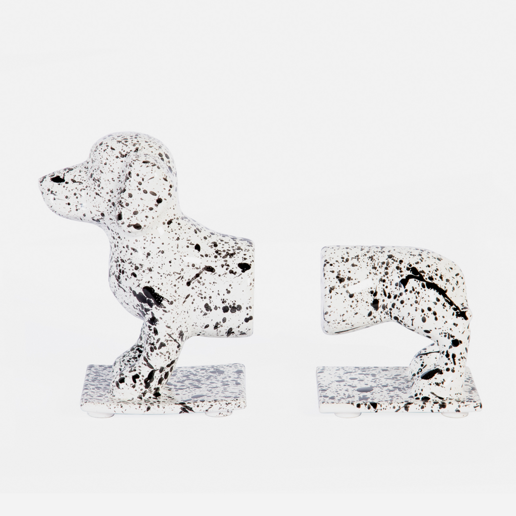 Korea Sausage Dog Bookends - White Splat!