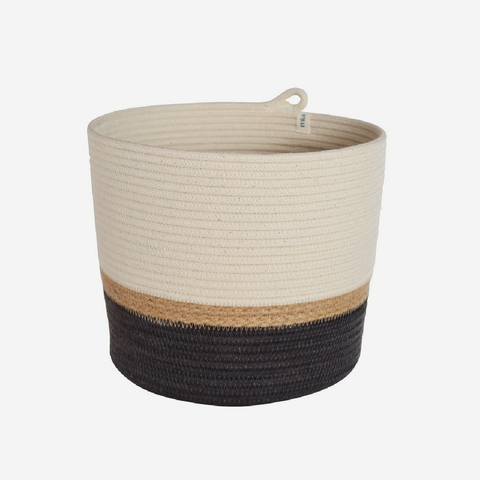 Cylinder Basket - Jute & Charcoal Block