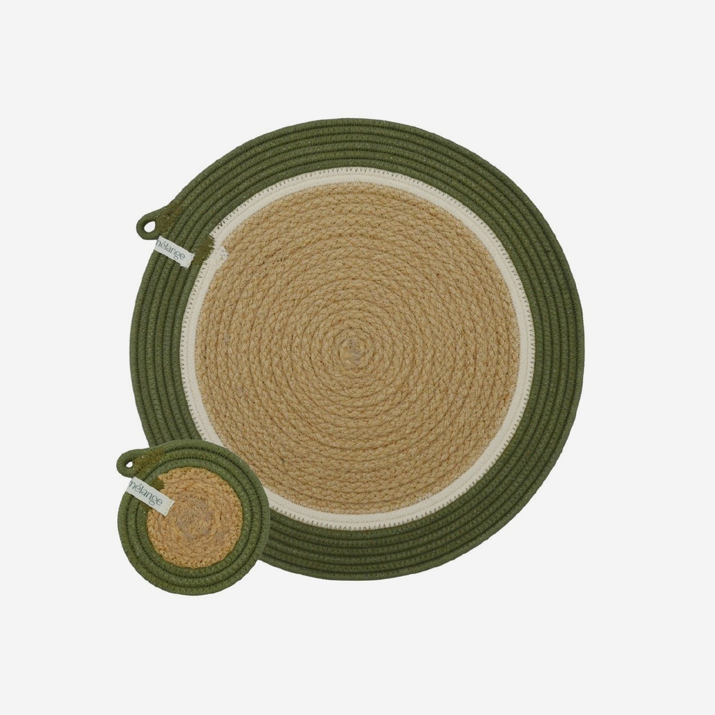 Placemats & Coasters Olive Jute Jungle (set of 4 each)